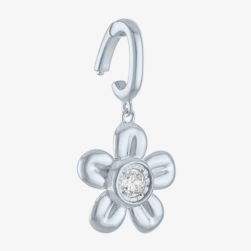Charmed by Diamond Addiction Diamond Accent Flower (G-H / Si2- I1) White Diamond Accent 14K Gold Over Silver Flower Charm