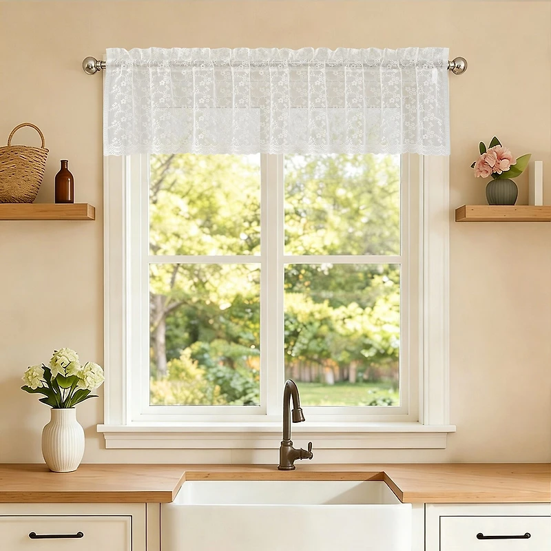 Sweet Home Collection Priscilla Rod Pocket Scallop Valance