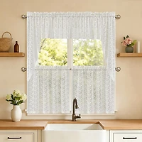 Sweet Home Collection Priscilla 5-pc. Rod Pocket Kitchen Curtains & Drapes Window Set