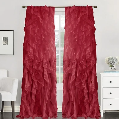 Sweet Home Collection Ruffled Rod Pocket Sheer Single Curtain Panel