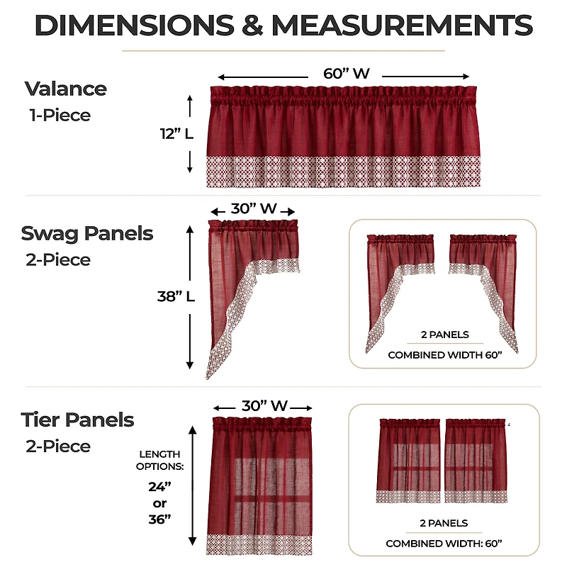 Sweet Home Collection Salem 5-pc. Rod Pocket Kitchen Curtains & Drapes Window Set