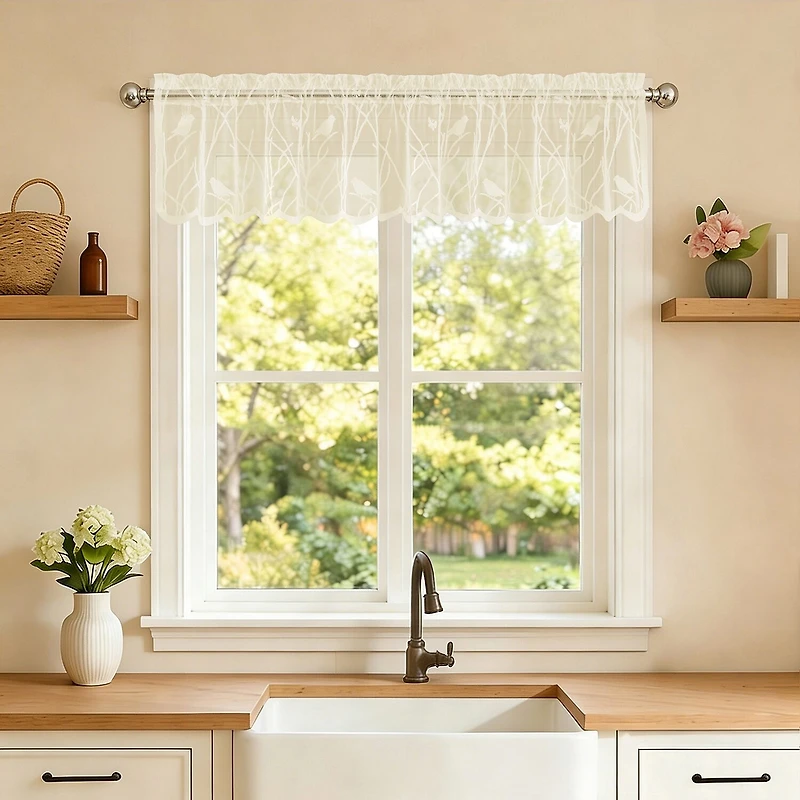 Sweet Home Collection Songbird Rod Pocket Scallop Valance