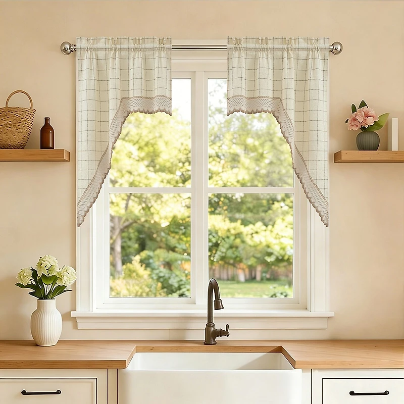 Sweet Home Collection Adirondack Rod Pocket Swag Valance