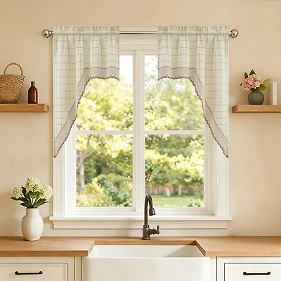 Sweet Home Collection Adirondack Rod Pocket Swag Valance
