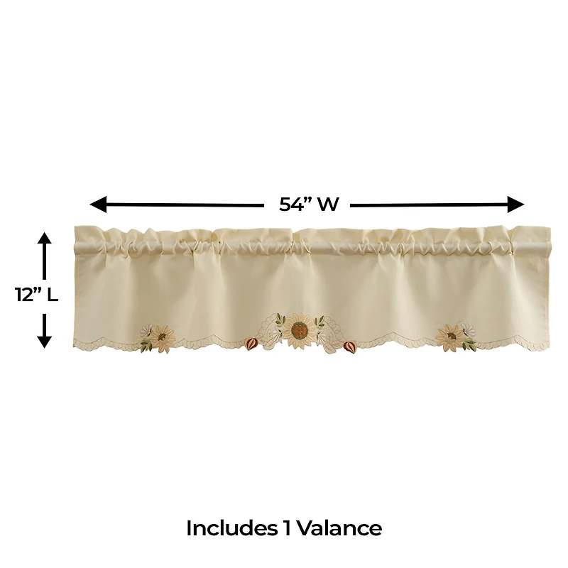 Sweet Home Collection Sunflower Rod Pocket Scallop Valance