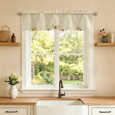 Sweet Home Collection Sunflower Rod Pocket Scallop Valance