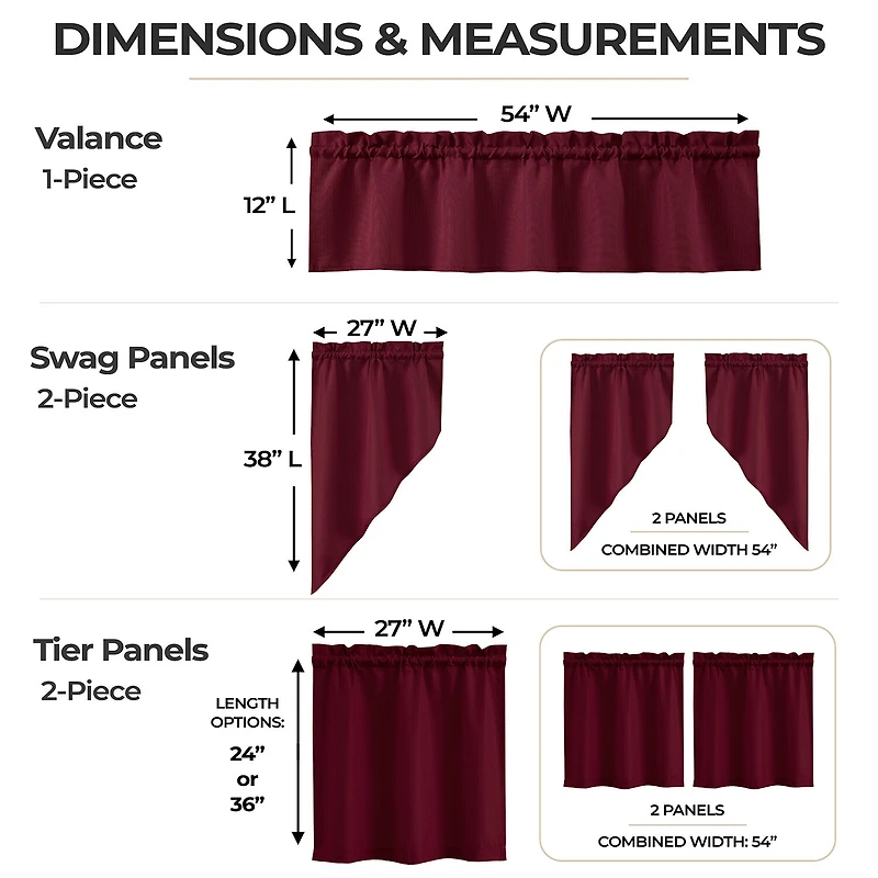 Sweet Home Collection Ripcord 5-pc. Rod Pocket Kitchen Curtains & Drapes Window Set
