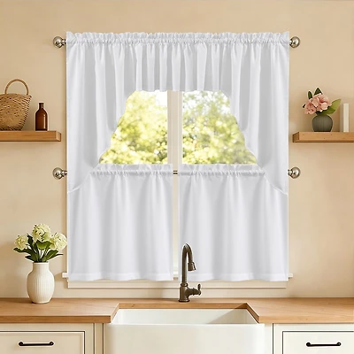 Sweet Home Collection Ripcord 5-pc. Rod Pocket Kitchen Curtains & Drapes Window Set