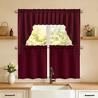 Sweet Home Collection Ripcord 5-pc. Rod Pocket Kitchen Curtains & Drapes Window Set