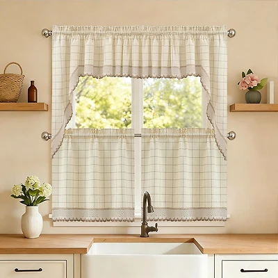 Sweet Home Collection Adirondack 5-pc. Rod Pocket Kitchen Curtains & Drapes Window Set