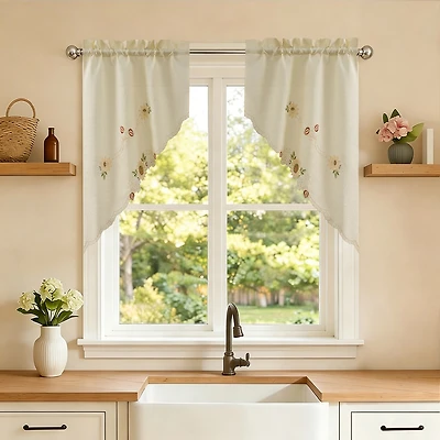 Sweet Home Collection Sunflower Rod Pocket Swag Valance