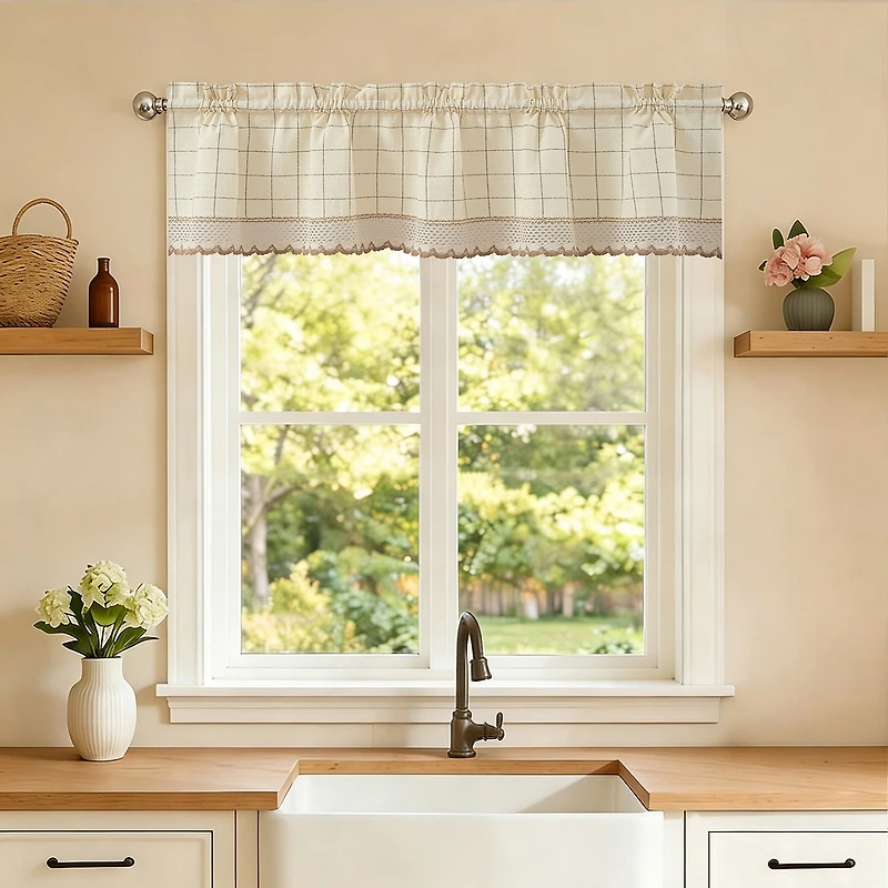 Sweet Home Collection Adirondack Rod Pocket Tailored Valance