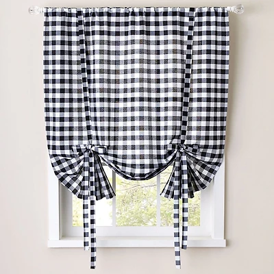 Sweet Home Collection Buffalo Check Plaid Gingham Light-Filtering Rod Pocket Single Tie-Up Shade
