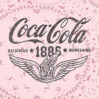 Coca-Cola Bandana Womens Juniors Crew Neck Short Sleeve Oversized Graphic T-Shirt