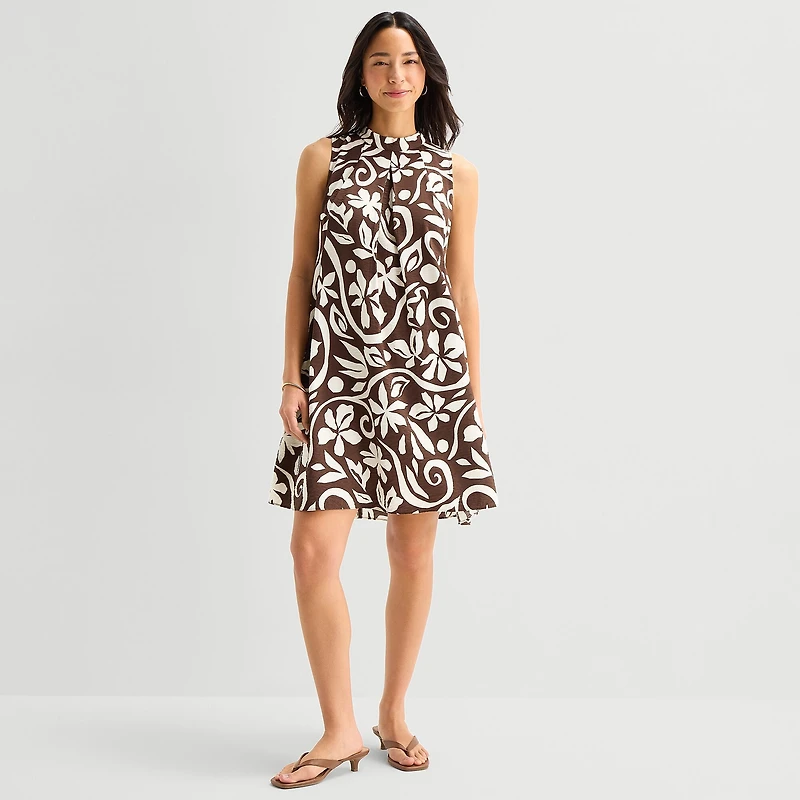 Isabel & Nina Womens Mock Neck Sleeveless Shift Dress
