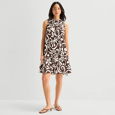 Isabel & Nina Womens Mock Neck Sleeveless Shift Dress