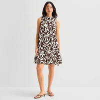 Isabel & Nina Womens Mock Neck Sleeveless Shift Dress