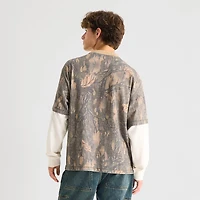 Arizona Mens Crew Neck Long Sleeve Twofer Graphic Shirt