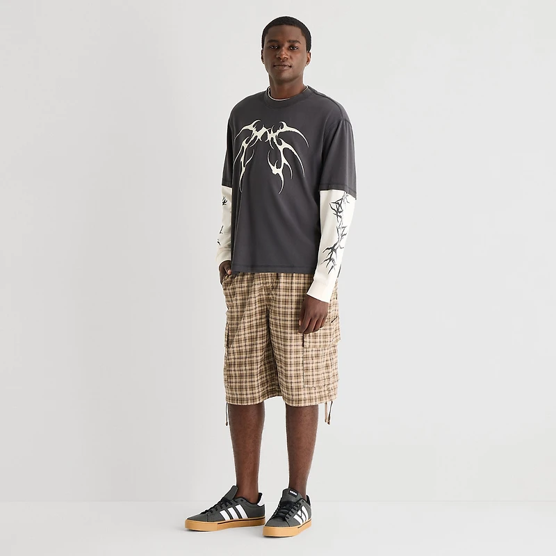 Arizona Mens Crew Neck Long Sleeve Twofer Graphic Shirt