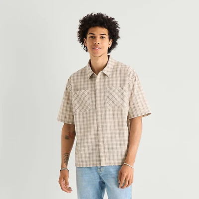 Arizona Mens Short Sleeve Regular Fit Button-Down Shirt