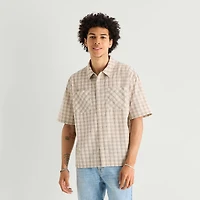 Arizona Mens Short Sleeve Boxy Fit Button-Down Shirt