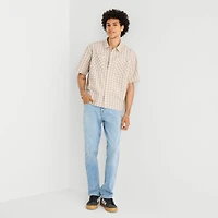 Arizona Mens Short Sleeve Boxy Fit Button-Down Shirt