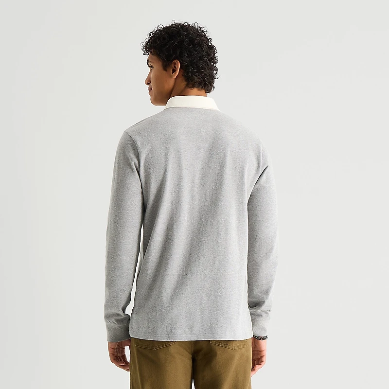 mutual weave Mens Regular Fit Long Sleeve Polo Shirt