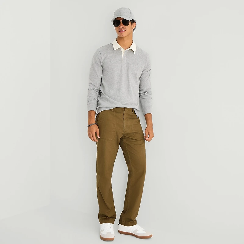 mutual weave Mens Regular Fit Long Sleeve Polo Shirt