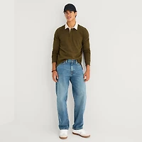 mutual weave Mens Regular Fit Long Sleeve Polo Shirt