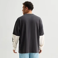 Arizona Mens Crew Neck Long Sleeve Big and Tall Twofer Graphic Shirt