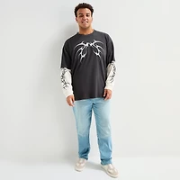 Arizona Mens Crew Neck Long Sleeve Big and Tall Twofer Graphic Shirt