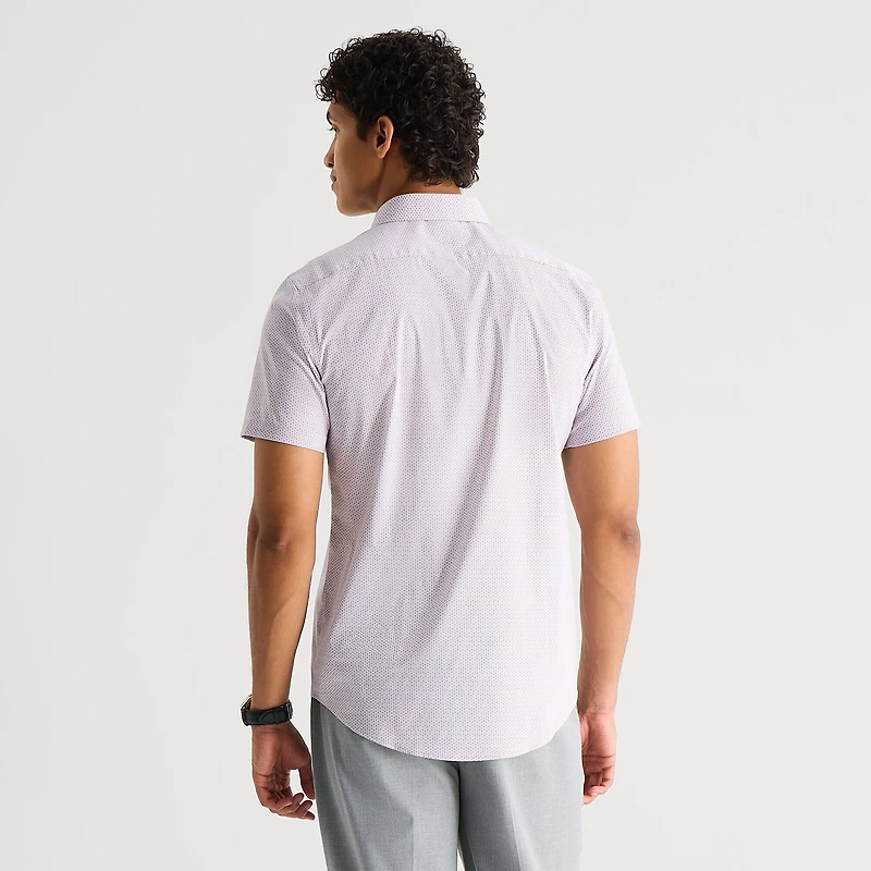 J. Ferrar Ultra Comfort Mens Short Sleeve Regular Fit Wrinkle Free Button-Down Shirt