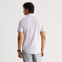 J. Ferrar Ultra Comfort Mens Short Sleeve Regular Fit Wrinkle Free Button-Down Shirt