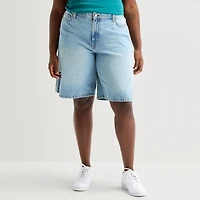 Arizona Womens 12" Low Rise Juniors Plus Denim Short