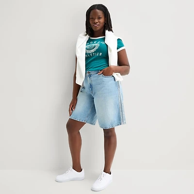 Arizona Womens 12" Low Rise Juniors Plus Denim Short