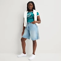 Arizona Womens 12" Low Rise Juniors Plus Denim Short