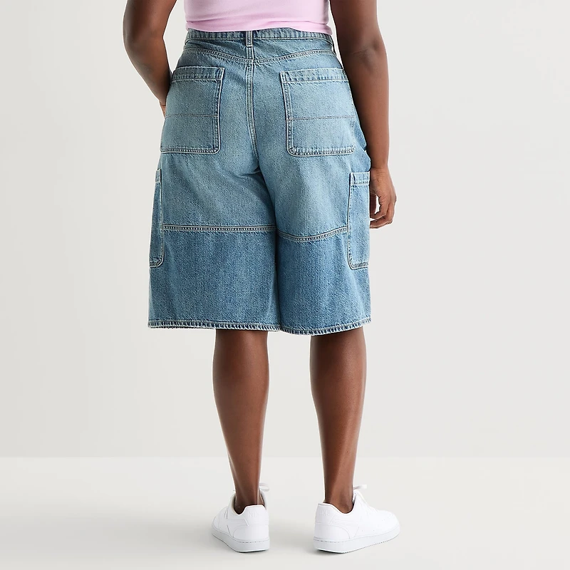 Arizona Womens 15" Low Rise Juniors Plus Denim Short