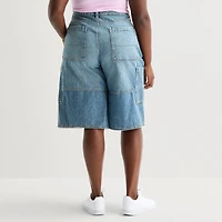 Arizona Womens 15" Low Rise Juniors Plus Denim Short