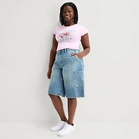 Arizona Womens 15" Low Rise Juniors Plus Denim Short