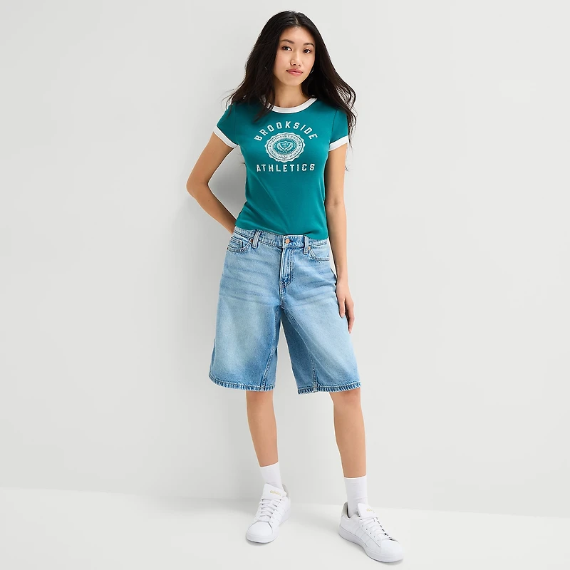 Arizona Womens 12" Low Rise Juniors Denim Short