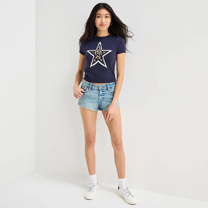 Arizona Womens 2 1/2" Mid Rise Juniors Denim Short
