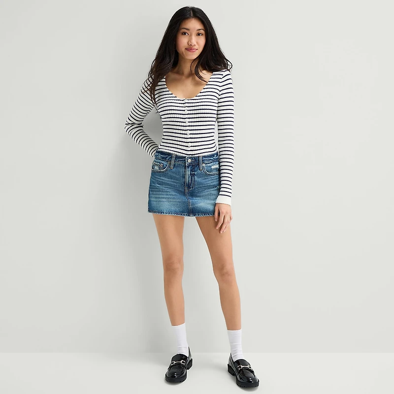 Arizona Womens Juniors Mini Denim Skirt