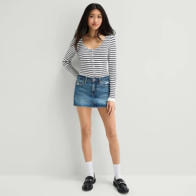 Arizona Womens Juniors Mini Denim Skirt