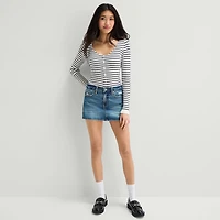 Arizona Womens Juniors Mini Denim Skirt