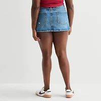 Arizona Womens Juniors Plus High Rise Denim Skirt