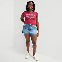 Arizona Womens Juniors Plus High Rise Denim Skirt