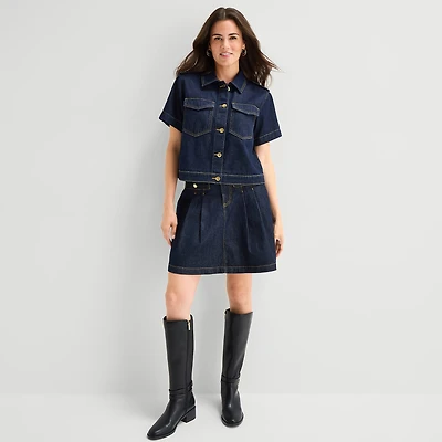 St. John's Bay Womens High Rise Midi Denim Skirt