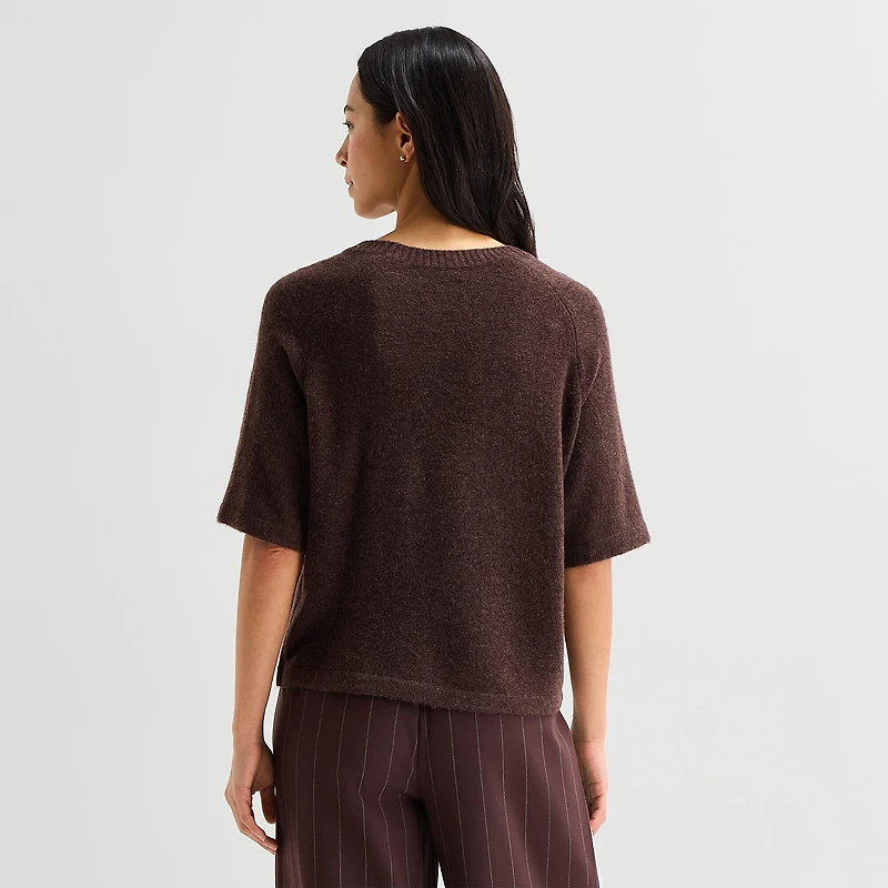 Stylus Womens Crew Neck Short Sleeve Pullover Sweater