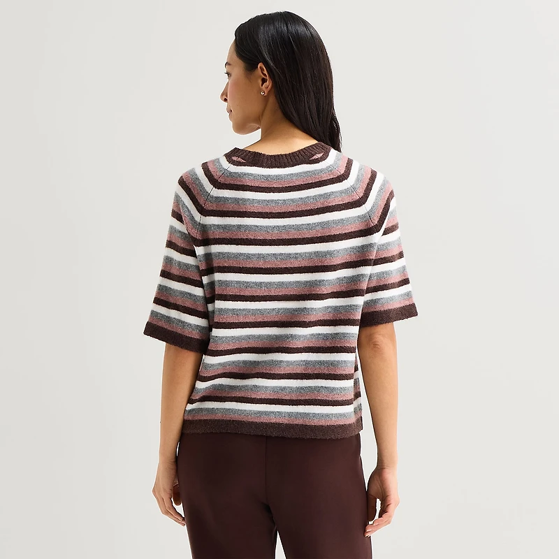 Stylus Womens Crew Neck Short Sleeve Pullover Sweater