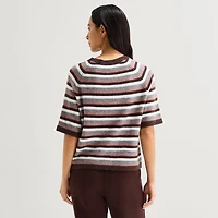 Stylus Womens Crew Neck Short Sleeve Pullover Sweater